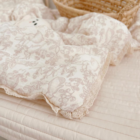 47"x59", BuLuTu Cotton Muslin Blanket for Toddler Girls Boys Rabbit Pattern Baby Quilted Blanket Lightweight Soft