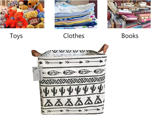 Storage Basket Fabric Organizer Bin - Perfect for Toys, Books, Clothes, and Pets - Black