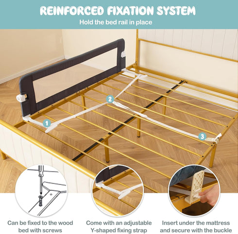 (60-Inch, BABY JOY Bed Rails for Toddlers, Extra Long, Swing Down Safety Bed Guard for Convertible Crib, Folding Baby