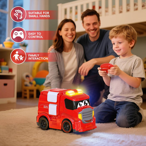 1-3 2-4 AEROQUEST Remote Control Car for Toddlers Fire Truck Toy for Ages Lights & Sounds Emergency Cars Preschoolers