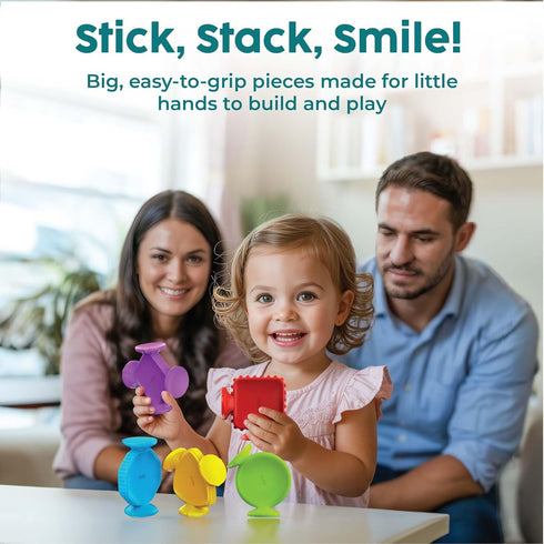 13 (5 Pack), 1+, BUNMO Big Shapes Textured Suction Bath Toys for Toddlers Extra Large Silicone Bathtub Toys, BPA-Free