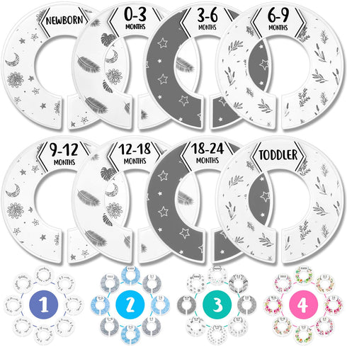 Eli with Love Baby Closet Dividers (Boho), Set of 8 Baby Clothes Dividers for Nursery Hangers