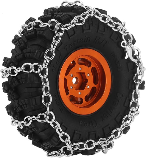 INJORA 55-65mm 1.0" Snow Chain Tires for TRX4M, SCX24, FCX24 1/18, 1/24 RC Crawler Upgrade