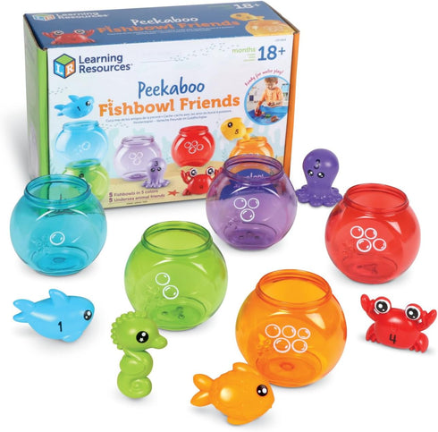 Learning Resources Peekaboo Fishbowl Friends - 10 Pieces, Educational Baby Toys for 18 Months+, Learning and Bath Toys