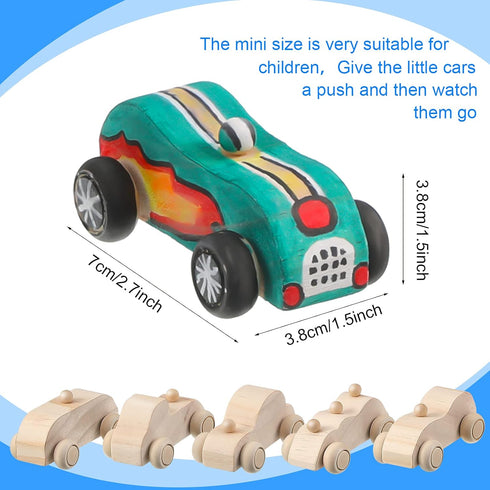 6 Set Zhanmai Pcs Wooden Toy Cars to Paint Wood DIY Car Toys Unfinished Wood Race Cars Bulk Paintable Wooden Cars