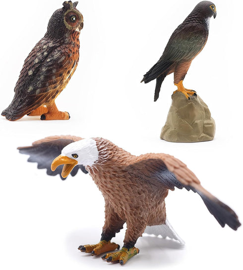 Kids(3Pcs) Gemini&Genius Falcon, Eagle, Owl Birds Animals Action Figure Toys