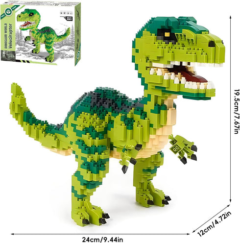 CSNRHG 6+ 1457 Dinosaur Tyrannosaurus Rex Building Blocks Velociraptor Model Decor Micro Mini Blocks Toy Birthday