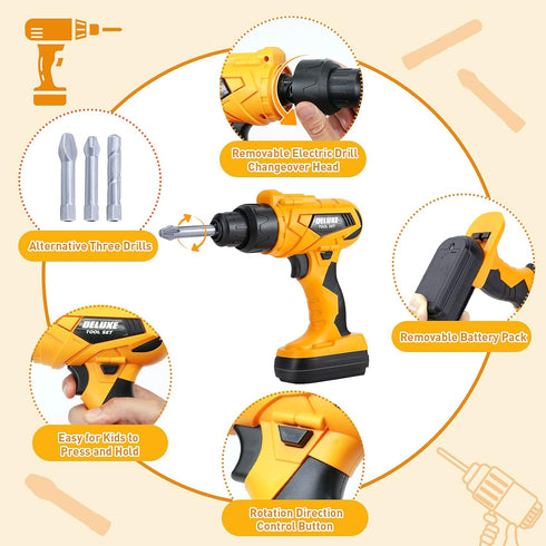 Set Set 3 4 5 Zealous Kids Tool for Boys,Toddler Tool with Kids Tool Box & Electronic Toy Drill,Construction Pretend
