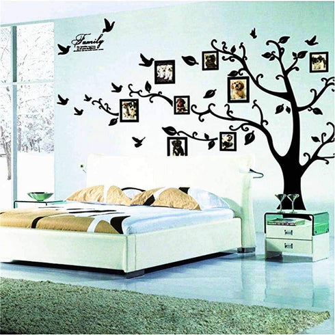 Large Family Tree Wall Decor, DIY Black Photo Frame Sticker Decal Art for Living Room Home Decor