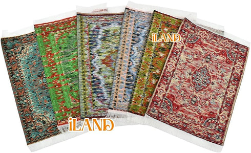 iLAND Miniature Dollhouse Accessories, Victorian Woven Rug 9.4” x 5.7” for 1/12 Scale Dolls (2pcs Time)
