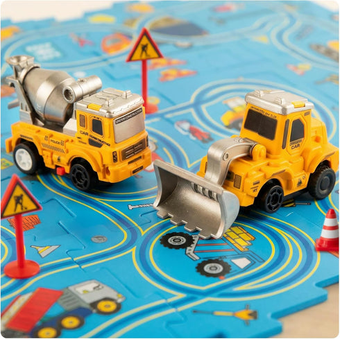 3-5 Bulldozer 3 4 5 6 Plastic Puzzles for Kids Ages with Toy Car + Cement Mixer, Toddler Puzzles Gift, Critical