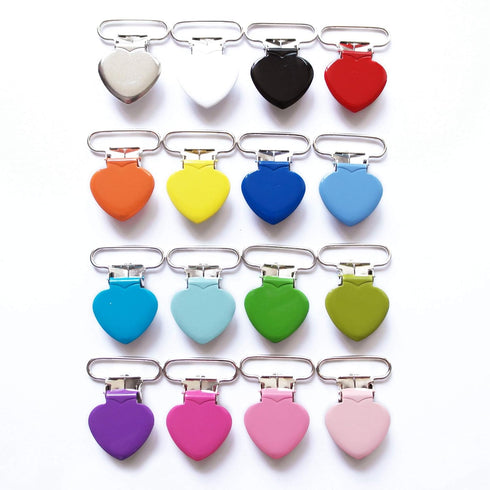 20Pcs 16 Enamel Suspender Clips Metal Heart Pacifier Clips for Pacifier Holder Clip Bed Sheet Garment Mitten Making DIY