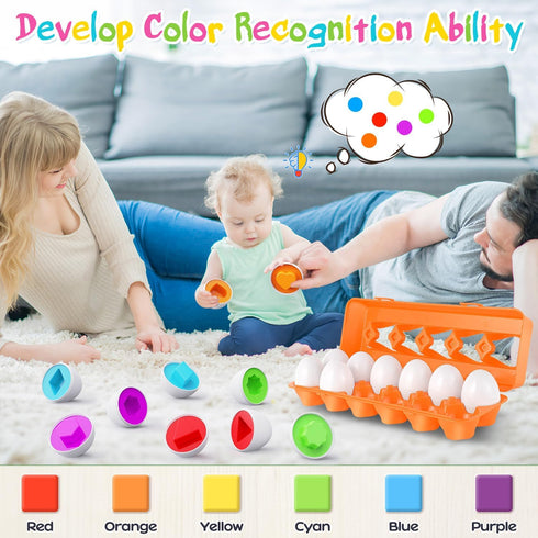 18 1, 2, 3 CPSYUB Toddler Toys, Month Toys, Christmas Eggs Gifts for Year Old Girls/Boys, Montessori Matching Eggs