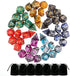 49 Pieces DND Dice Set - Polyester D&D Dice with 7 Pockets, 7 Sets for RPG DND MTG (D4, D6, D8, D10, D12, D20)
