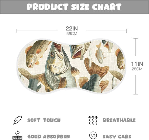 Mazeann 2 Pack Sea Bass Fish Vintage Burp Cloths Baby Boys Girls Absorbent Soft Cotton Burping Cloths Rags