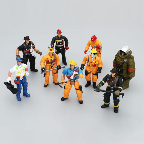 ONEST 12 Pieces Firefighter Action Figures, 4" Toys with Hats & Accessories for Teens Party Decoration
