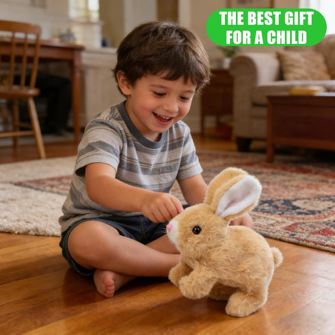 SANTVOLO Hopping Bunny Toy, Interactive Electronic Bunny Stuffed Animal with Sounds and Movements, Animated Walking