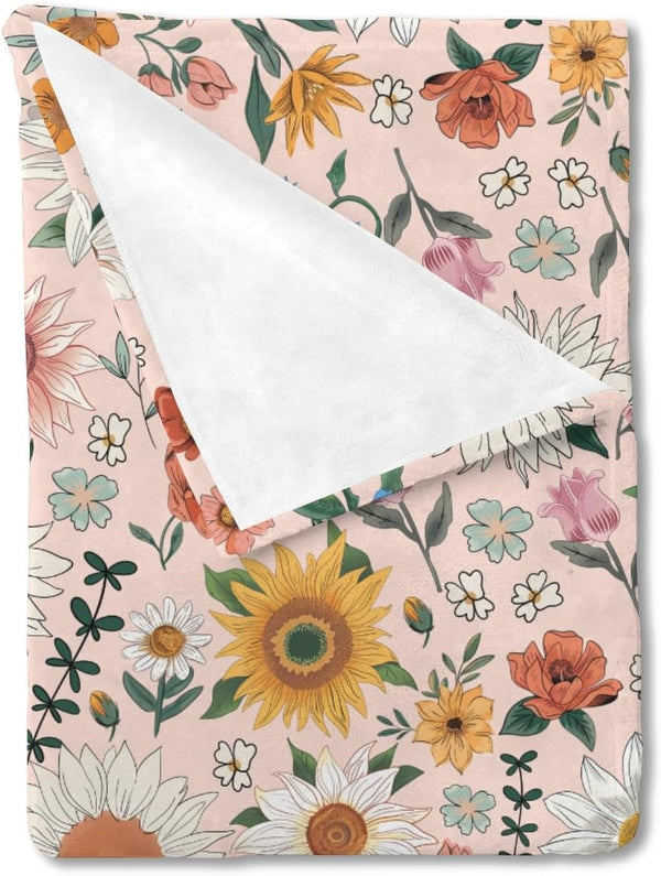 SqtmuHLuo Floral Baby Blanket for Girls Gifts Boho Flower Wildflower Baby Nursery Bed