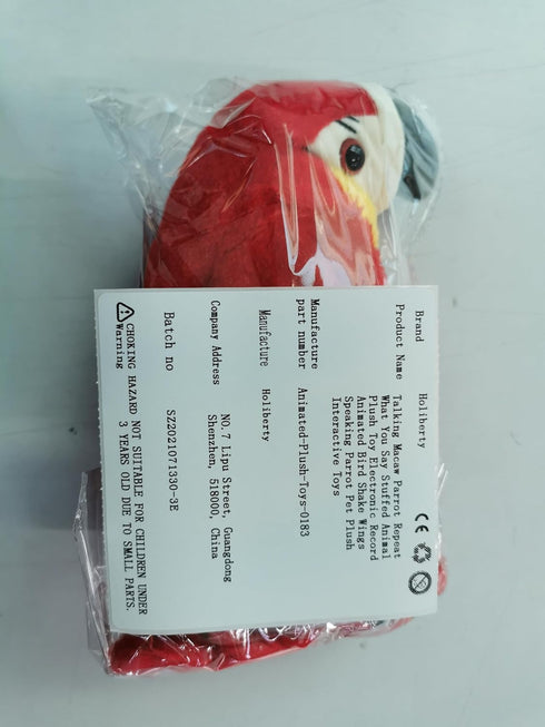 Talking Macaw Parrot Plush Toy - Repeat What You Say, Electronic Record Animated Bird for Kids, Boys, Girls Christmas
