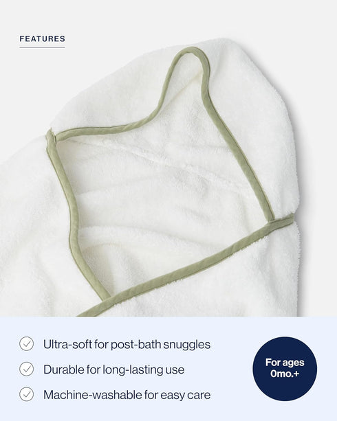 100% Cozy Lalo The Hooded Towel - Organic Cotton, Soft on Sensitive Skin, & Absorbent, Machine Washable Baby Hooded