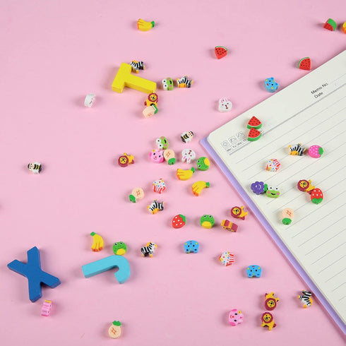 1000 Pieces Mini Animal Fruit Erasers for Kids Bulk, Cute Pencil Assortment for Home School Work Rewards