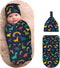 Nanyizly Cute Simple Cartoon Dinosaurs Newborns Beanie Swaddle Blanket Set Baby Receiving Blankets