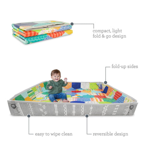 57" Infantino Foldable Soft Foam Play Mat, Baby Mat for Floor Time, Lightweight, Easy to Store, Wipeable, Multicolor