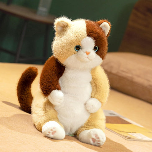 14" PEACH CAT Cat Stuffed Animal Cute Kitten Plushies Soft Plush Toys Gifts for Kids Brown