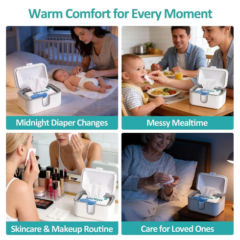 Wipe Warmer for Adult Size Wipes, Baby Wipes Warmer, Large Capacity Wet Wipes Dispenser with UV Sanitizer, Adjustable