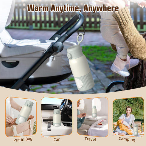 UKEXE 13oz Capacity,100W Portable Bottle Warmer for Breast Milk,Formula or Water Large Power Fast Warming & Precise