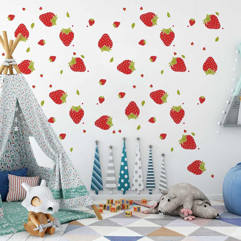 Saomour 92 Strawberry Decor Pieces Stickers, PVC Material, Waterproof, Custom Style, Wall Stickers