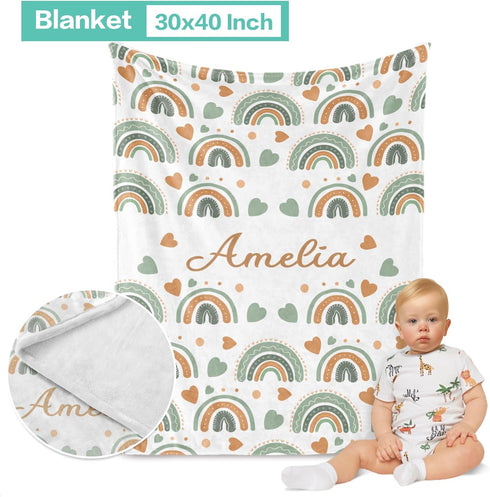 Set 3 Set Color07 Custom Baby Crib Bedding - Rainbow Nursery Bedding Piece with Personalized Name Design - Soft Chic