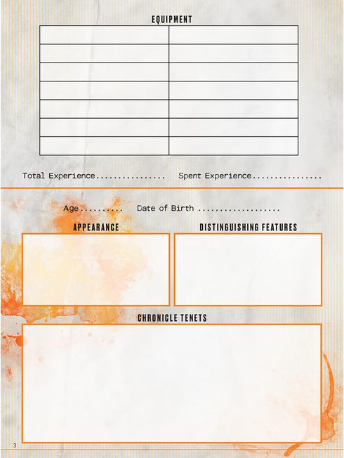 Hunter: The Reckoning 5th Edition Expanded Character Sheet Journal by Renegade Game Studios