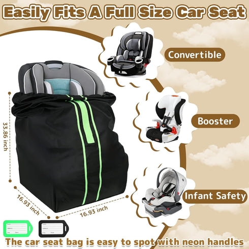Sublaga 2 Carseat Bag for Airplane Travel, Carseat Gate Check Bag, Durable Car Seat Cover Baby Travel and Pcs Luggage