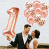 KatchOn Giant Rose Gold 1 Balloon Set - 40 Inch, First Birthday Decorations for Girl, Number One Balloon, Rose Gold
