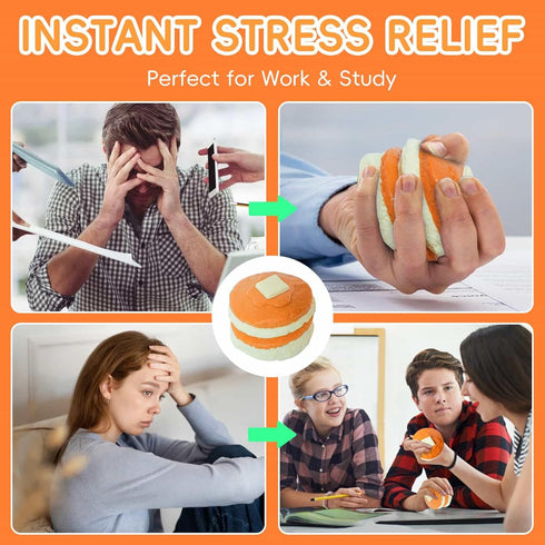 Flovyn Jumbo Pancake Stack Squishy Toy, Slow Rising Stress Relief Squeeze Realistic Food Replica with Butter Detail