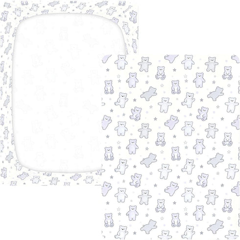 miaozhen 1 Pack 52x28 Cotton Crib Sheets for Baby Boys Girls Soft Breathable Lilac Funny Bear Muslin Toddler Crib Sheet