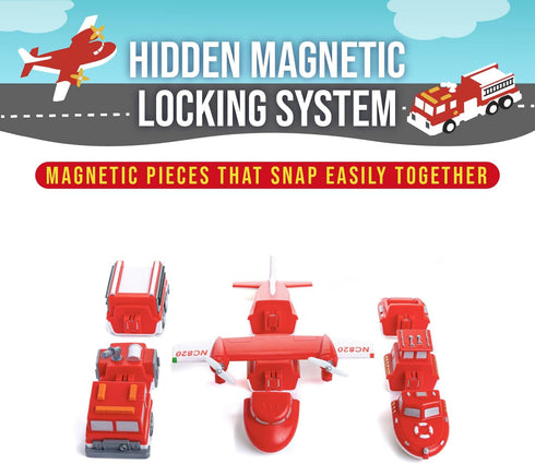 1-3, Set 3 POPULAR PLAYTHINGS Magnetic Vehicles for Toddlers Mix or Match Car Toys, of Gift for Kids - Vehicles, Fire