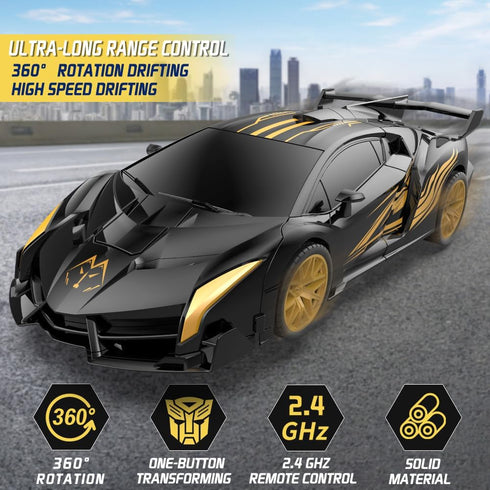 Beamryx 360 RC Toy Stunt Transforming RC Car - Rotation Remote Controlled Car and Robot Toys for Boys Kids