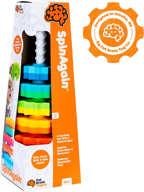 1+ Fat Brain Toys SpinAgain, Baby Stacking & Spinning Toys for Toddlers Ages