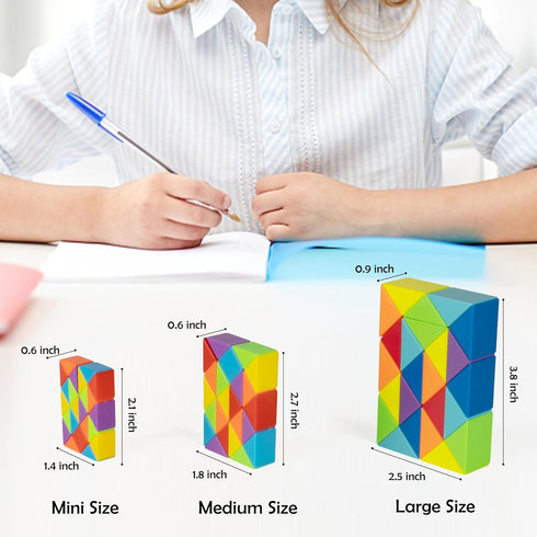 Ganowo Medium Snake Cube - 4 Pack Twist Puzzle Stress Relief Sensory Toys, Stocking Stuffers for Kids