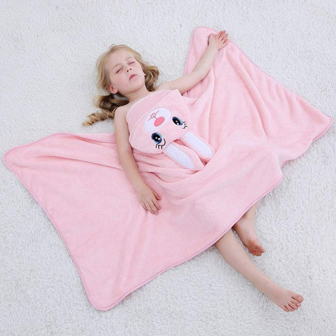 Swimming 27.5" 47" 0-7T MICHLEY Cartoon Hooded Baby Towel Unisex, Premium Soft Bathrobe Large Washcloths x for (Rabbit)