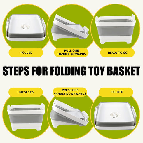 Bath Toy Storage Basket Bin: Collapsible Bathtub Toys Holder Bucket & Portable Bathroom Shower Caddy Organizer