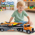3 4 5 6 7 21" Bstoyder Toddler Boy Toys for Years Kids, Semi Flatbed Truck Toy with a Sea Race Truck, Friction Powered