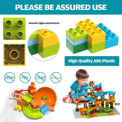 JIXIn 3in1 Marble Runs for Kids 4-8, Building Blocks Compatible with LEGO DUPLOS, 164 Pcs Classic Big Block