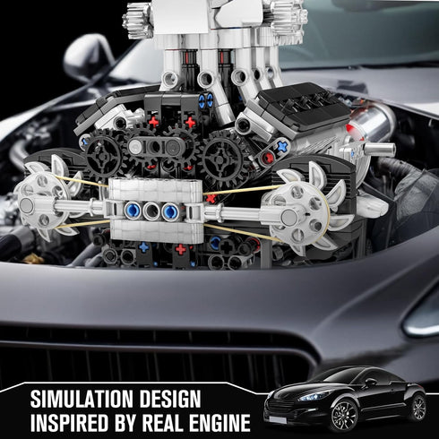 10206 V8 Sets, Set, 14+ Teens(737 Mould King Engine Model kit that Runs, Build Your Own Cars Combustion Battery/Motor