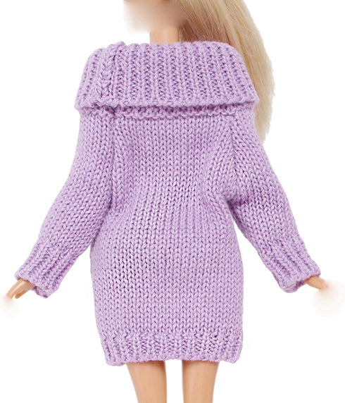 BJDBUS Winter Turtleneck Sweater Clothes for 11.5 inch Girl Doll Accessories in Purple