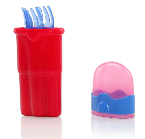 Nuby 9-Piece Fork and Spoon Travel Set, Colors May Vary