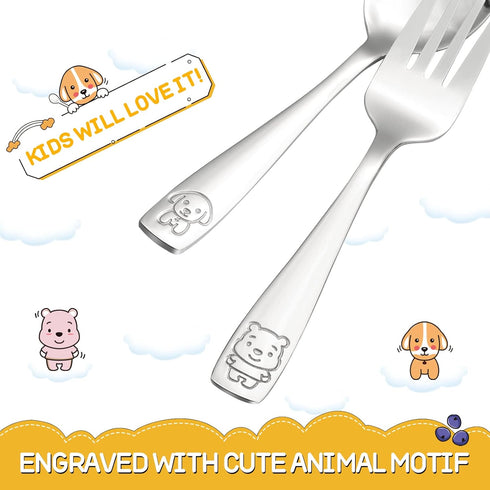 VITEVER 10-Piece Toddler Utensils, Kids Stainless Steel Silverware Set, Safe Forks and Spoons, Dishwasher Safe