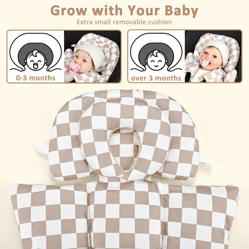 with3 DILIMI Infant Car Seat Insert, Baby Car Seat Head Support with Removable Headrest, Adjustable Newborn Car Seat